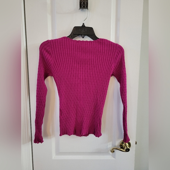 Sézane Ambroise Cardigan in Bright Plum Size Small Ribbed Knit Button Down - Picture 6 of 11